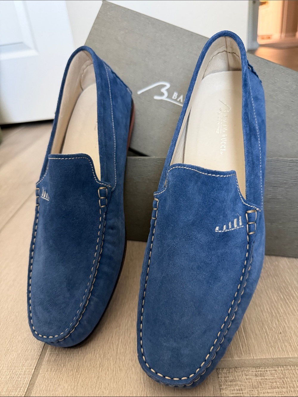 Bacco Bucci Men's Blue Suede Slip-On Loafers